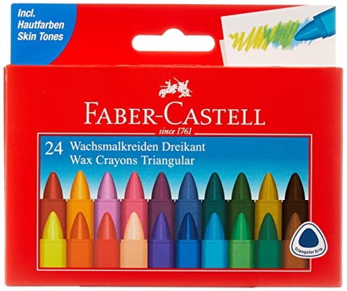 Faber-Castell 120024 – Triangolare Pastelli a Cera 24er scatola di cartone
