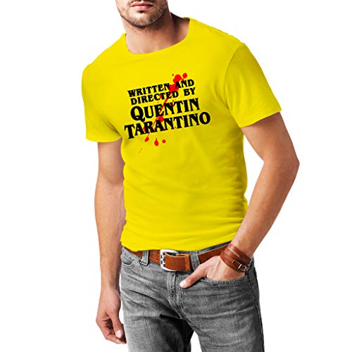 Fanta Universe Quentin Tarantino - T-Shirt Uomo - 100% Cotone (L, Giallo)