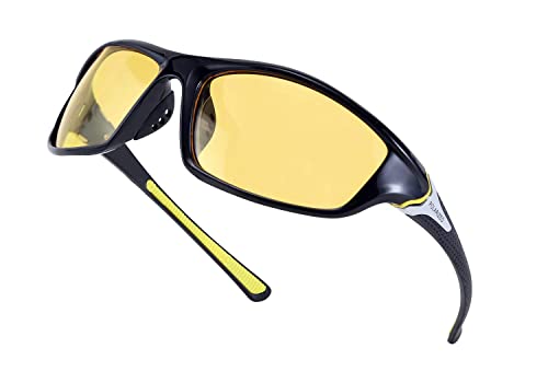 FEISEDY Occhiali da Sole Sportivi Polarizzati da Uomo Classico da Guida Notturna Lenti Gialle Occhiali da Guida da Pesca in Bicicletta B2674