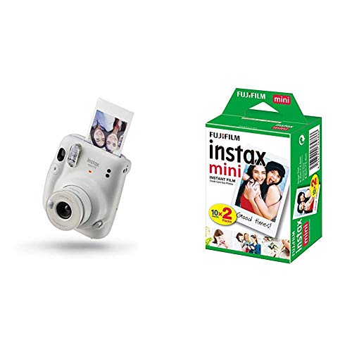 Fujifilm instax mini 11, Fotocamera a Sviluppo Istantaneo, Modalità Selfie, Esposizione Automatica, Foto Formato mini 62 x 46 mm, Pellicola, Bianco (Ice White)