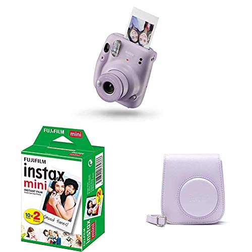 Fujifilm instax mini 11, Fotocamera a Sviluppo Istantaneo, Modalità Selfie, Esposizione Automatica, Foto Formato mini 62 x 46 mm, Pellicola, Custodia, Viola (Lilac Purple)