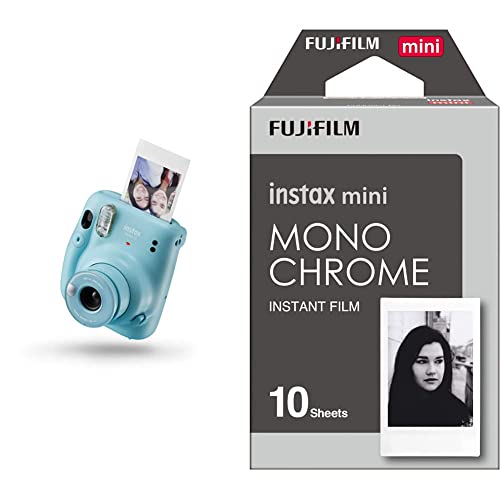 Fujifilm instax mini 11 Sky Blue | Fotocamera a sviluppo istantaneo | Modalità Selfie | Esposizione Automatica | Foto Formato mini 62 x 46 mm & instax mini pellicola istantanea Monocromatica