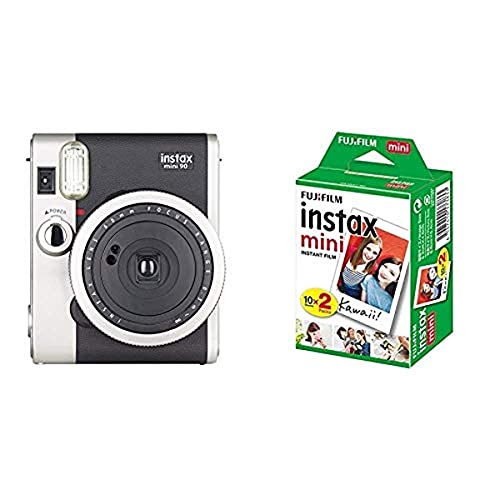 Fujifilm instax mini 90 Neo Classic Fotocamera Istantanea, Formato 62x46 mm, Nero Argento & instax mini Film, Pellicola istantanea per fotocamere instax mini, Confezione da 20 foto