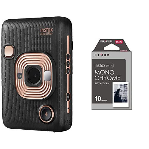 Fujifilm Instax Mini LiPlay Elegant Black Fotocamera Ibrida Istantanea e Digitale & mini Film Pellicola Istantanea per Fotocamere Mono Chrome, Formato 46x62 mm