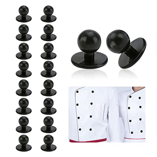 FuninCrea Bottoni per giacche da cucina, 40 pezzi, mini bottoni in plastica, rotondi, bottoni a sfera per abbigliamento da cucina, bottoni fai da te (nero)
