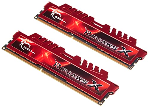 G.Skill - F3-12800CL10D-16GBXL - 16 GB RipJawsx - Memoria RAM (kit 2 x 8 GB, DDR3-1600 MHz, PC3 12800, CL 10), rosso
