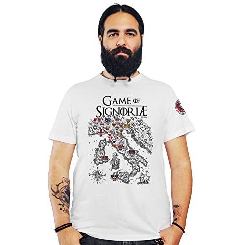 Game of Signoriae - T-Shirt Uomo - Game of Thrones - Il Trono di Spade - Maglietta a Manica Corta Bianca 100% Cotone Organico Traspirante - XXL