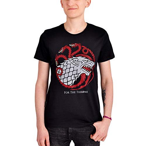 Game of Thrones Elbenwald T-shirt Stark & Targaryen, stemma per il trono da uomo, nero Nero XXL