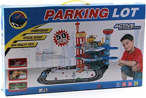Garage 3 piani – set gioco e pista macchine per bambini con 3 veicoli INCLUSI - idea regalo per bambini + Omaggio portachiave gioco cubo