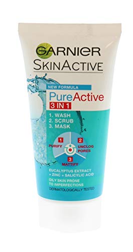 Garnier Pure Active 3In1 Wash Scrub & Mask- 50 Ml