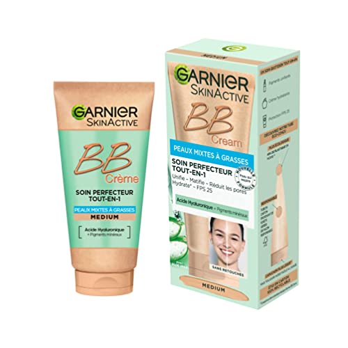 Garnier – Skin Active – BB Creme per pelli miste a grassi medi, trattamento miracoloso infettante 5 in 1 per pelli miste grasse, 1 unità