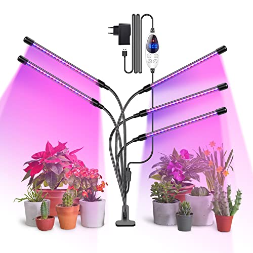 Grenebo Lampada per Piante, Upgrade 100 LED Grow Light Full Spectrum con Timer 3 Modalità Colore 6 Intensità di luce per Giardinaggio bonsai, 5 Teste 100W [Classe di efficienza energetica A+++]