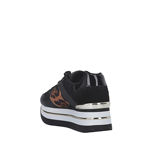 Guess Scarpe Donna Sneaker Zeppa Harinna Black Animalier D23GU50 FL7HARPEL12 38