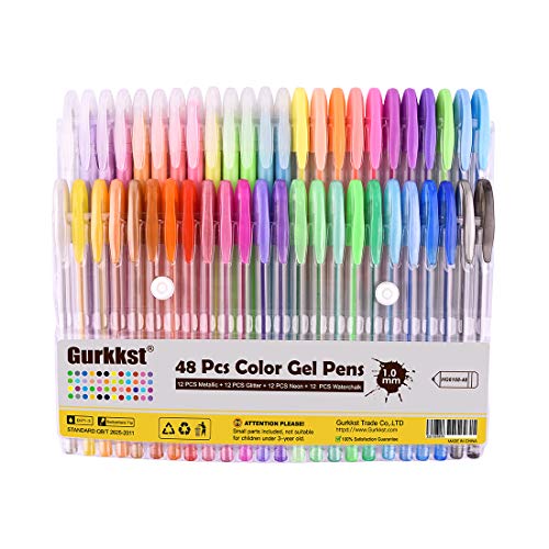 Gurkkst Set di 48 Glitterate Penne Gel Colorate per Adulti e Bambin...