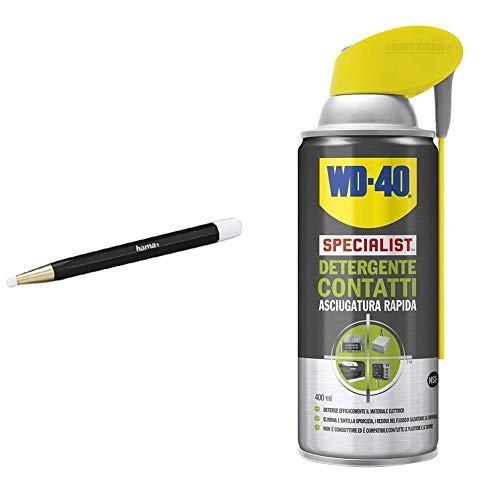 HAMA Pulitore per contatti elettrici Glasfaser , nero & WD-40 Specialist Detergente Contatti Spray Asciugatura Rapida con Sistema Doppia Posizione 400 ml