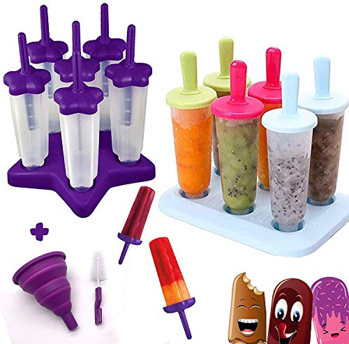 HelpCuisine Stampi ghiaccioli - Stampi per gelati realizzati in plastica (set da 2 Vassoi Viola e Multicolore)
