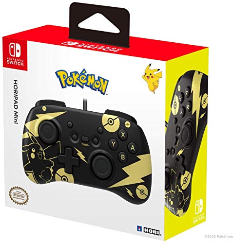 HORI Controller Horipad Mini (Pikachu Black & Gold) per Nintendo Switch e OLED - Licenza Ufficiale Nintendo e The Pokémon Company International