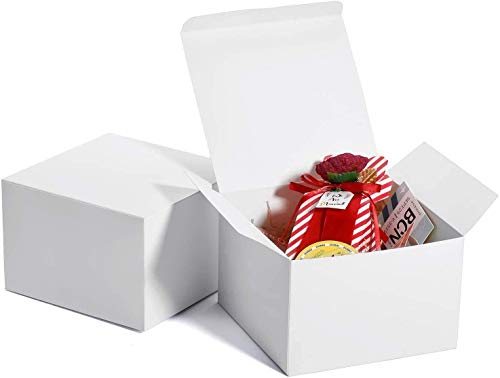 HOUSE DAY Regalo con coperchio 15x15x10cm Scatola regalo fatta a mano da damigella d onore, scatola per torta in pelle, adatta per caramelle, cioccolato, piccoli regali (Bianco -10 pezzi)