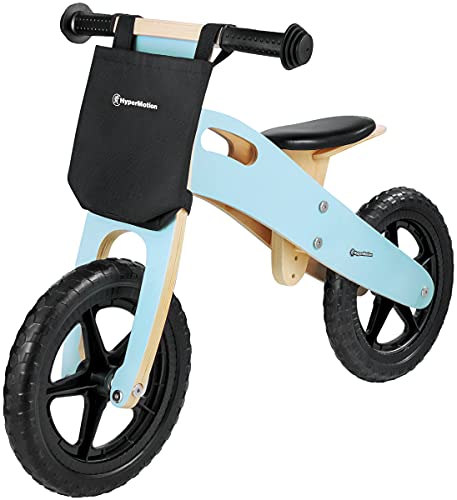 HyperMotion Bicicletta in legno per bambini a partire dai 2,5 anni, ruota in legno con sedile regolabile, bicicletta educativa per bambini in legno, leggera da 2,2 kg, ruote da 12 , fino a 35 kg, blu
