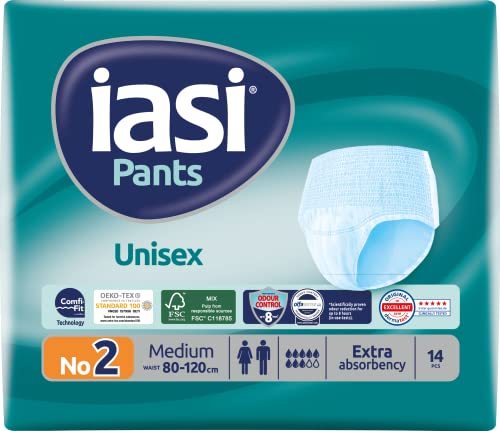 IASI Pants UNISEX Alta Protezione, 14 Mutande Assorbenti monouso, Assorbenza EXTRA, Taglia M, 14 Unità