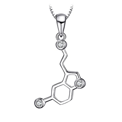 JewelryPalace Molecola di Serotonina 0.2ct Cubic Zirconia Pendente Collana 925 Sterling Argento 45cm