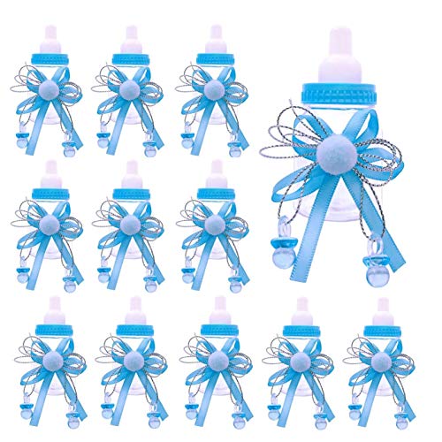 JZK 24 x Azzurro Blu biberon Bottiglia bottiglina bottigliette portaconfetti bomboniere per Battesimo Nascita Comunione Compleanno Bimbo Bambino