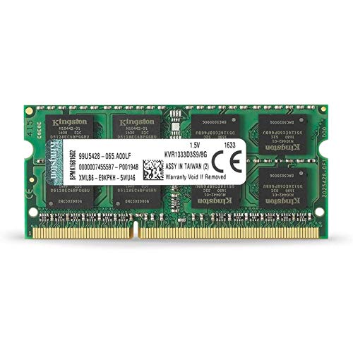 Kingston Memoria RAM, 1333 MHz, DDR3, Non-ECC CL9 SODIMM, 204-pin, 1.5 V, 8 GB
