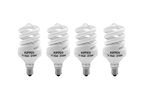 kippen 1407AK - Confezione 4 pezzi di Lampade a Risparmio Energetico Modello  Spirale , 11 Watt. Luce Calda 2700K. Attacco E14