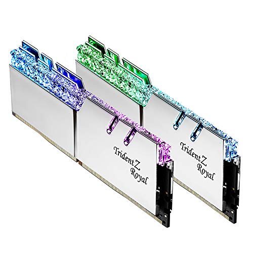 Kit Barrette Mémoire 32Go (2x16Go) DIMM DDR4 G.Skill Trident Z Royal RGB PC4-25600 (3200 Mhz) (Bianco), F4-3200C16D-32GTRS