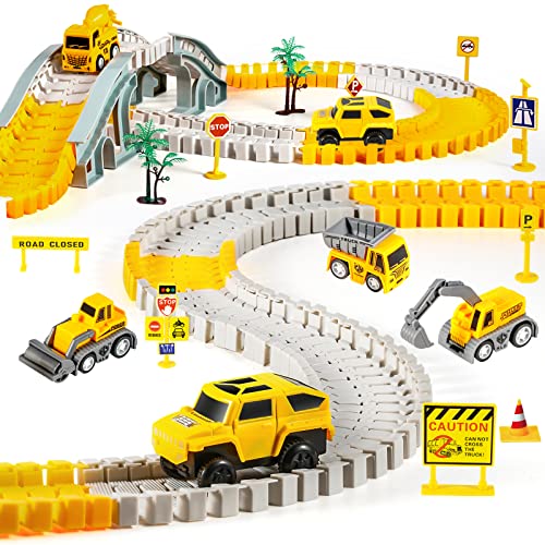 kizplays 260 pezzi autostrada da corsa 6 auto giocattolo autostrada giocattolo a partire da 3 4 5 6 anni, per ragazzi e ragazze, per traccia flessibile, per auto elettrica, per bambini, regalo