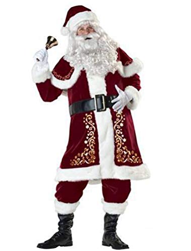 KJHSDNN Costume da Babbo Natale da Adulto Uomo Cosplay Abiti Set Santa Clous Partito di Ruolo