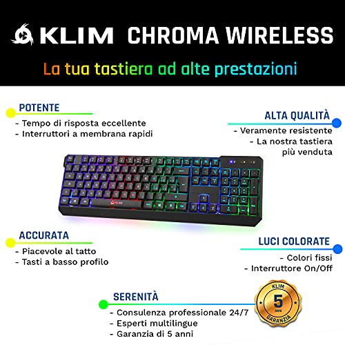 KLIM Chroma Tastiera Wireless Italiana - Nuova Versione 2022 - Sott...