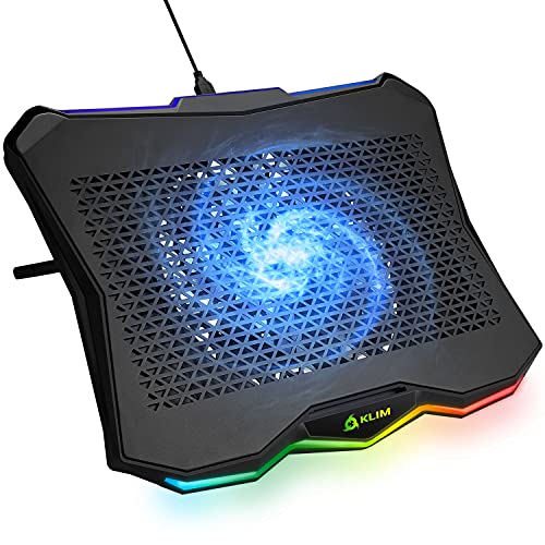 KLIM Rainbow + Base di raffreddamento RGB per PC Portatili da 11  a 17   + Alimentata USB + Supporto di raffreddamento per laptop da gaming + Stabile e Robusto + Ampia compatibilità + NUOVA 2023