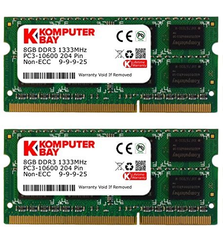 Komputerbay 16GB (2x 8GB) DDR3 PC3-10600 10666 1333MHz SODIMM 204-pin del computer portatile di memoria 9-9-9-24