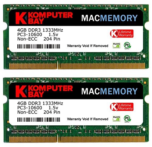 Komputerbay MACMEMORY 8GB (2x 4GB) DDR3 PC3-10600 1333MHz SODIMM 204-Pin Memoria del computer portatile per Apple Mac
