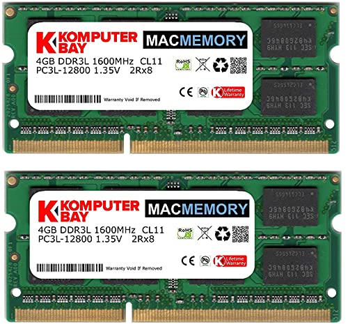 Komputerbay MACMEMORY 8GB (2x 4GB) DDR3 PC3-12800 1600MHz SODIMM 204-Pin Memoria del computer portatile per Apple Mac