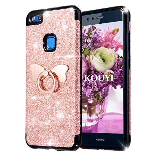 KOUYI Cover Huawei P10 Lite, [3 in 1 Massima Protezione da Silicone Molle TPU e Duro PC] Glitter Smartphone Protezione Cover,Bling Cover Protettiva Case Custodia per Huawei P10 Lite (Rosa)