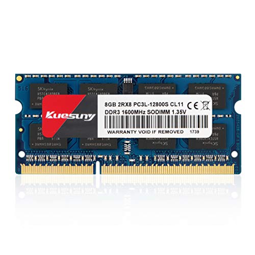 Kuesuny 8GB DDR3L   DDR3 1600MHz Sodimm Ram PC3L   PC3-12800S PC3L PC3-12800 1.35V   1.5V CL11 204 Pin 2RX8 Dual Rank Non-ECC Unbuffered Ram di memoria Ideale per l aggiornamento di notebook laptop