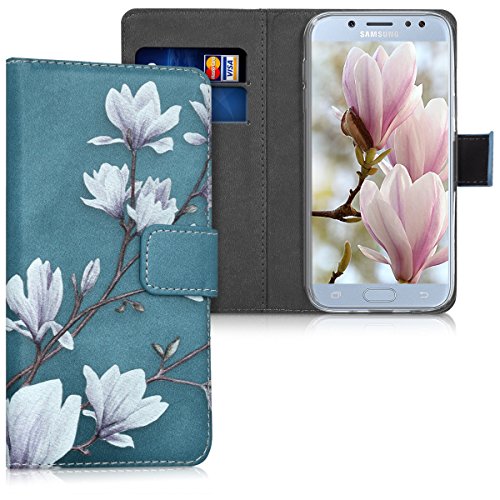 kwmobile Custodia Compatibile con Samsung Galaxy J5 (2017) DUOS - Cover Portafoglio Pelle Sintetica con Chiusura Magnetica - Porta Carte Magnolie