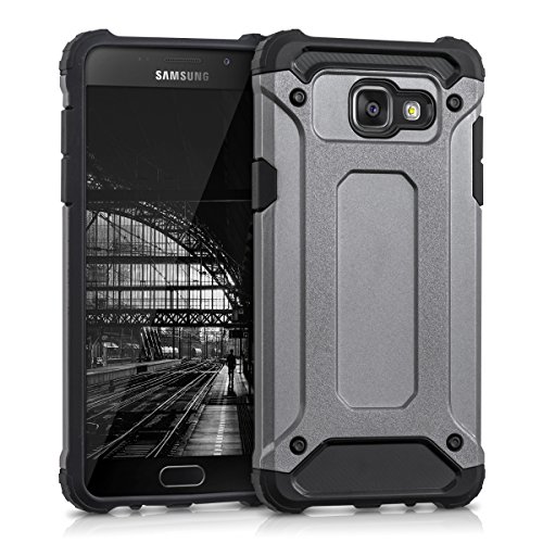 kwmobile Custodia Ibrida Compatibile con Samsung Galaxy A5 (2016) - Cover in Silicone TPU Dual Case Backcover Outdoor - Transformer Look Antracite Nero