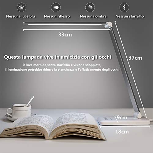 Lampada da Scrivania LED Protezione Degli Occhi, lampada Touch Cont...