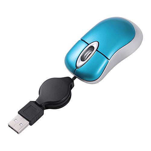 Ledmomo - Mini Mouse USB con cavo per computer portatile, Mouse da viaggio con cavo retrattile per tutti i computer Windows e Mac, nessuna batteria richiesta