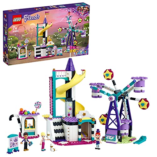 LEGO 41689 Friends La Ruota Panoramica e lo Scivolo Magici, Costruzioni per Bambine e Bambini dai 7 Anni in su a Tema Parco Giochi con Mini Bamboline