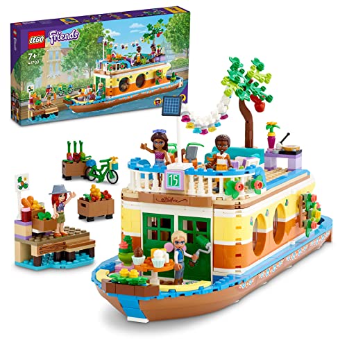 LEGO 41702 Friends Casa Galleggiante sul Canale, Giochi per Bambina e Bambino dai 7 Anni in su con Giardino, 4 Mini Bamboline e Animali