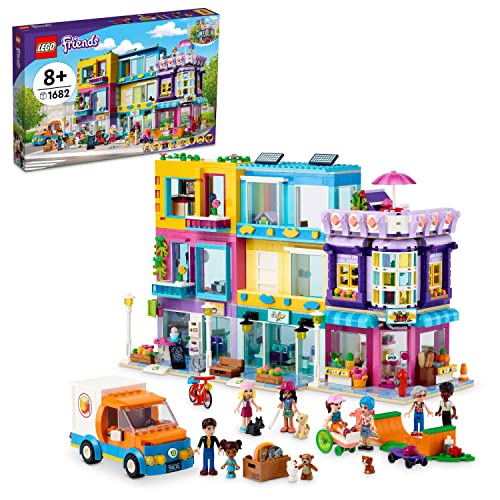 LEGO 41704 Friends L Immeuble de la Grand-Rue, Casa delle bambole Heartlake City con Caffè e Salotto da parrucchiere, 7 Mini Bambole