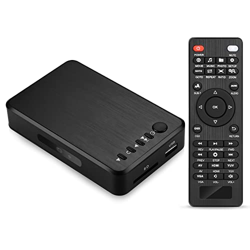Lettore Multimediale, HD Media Player TV 1080P Digitale Unità USB scheda SD con HD Uscita HDMI AV VGA per RMVB MKV JPEG con Telecomando