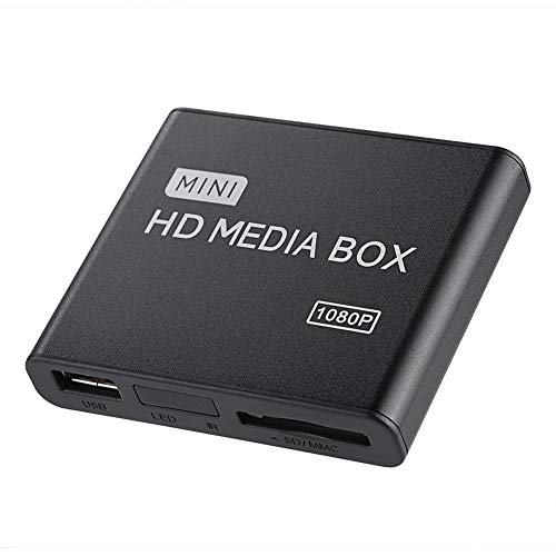 Lettore multimediale HDMI Full HD, Mini lettore multimediale digitale HDMI 1080p Ultra Supporto USB, schede SD MMC RMVB MP3 AVI e MKV (EU)(EU)