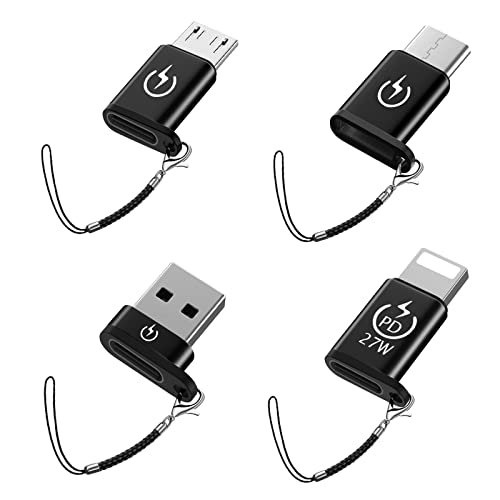 Liaoan Adattatore USB C a USB, da USB C femmina a micro maschio, da USB maschio a USB C femmina, compatibile con Type-c a iP, [confezione da 4],Portachiavi portatile USB C trasferimento