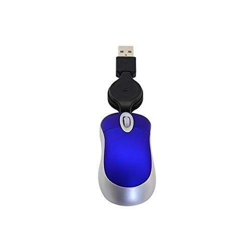 Liaoxig mfgng Mini Computer Mouse Retrattile Cavo USB Optical Ergonomic1600 DPI Piccoli Topi Portatili per Laptop (Colore : Blue)