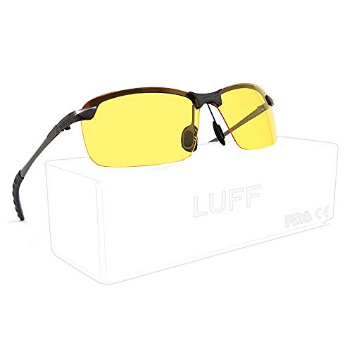 LUFF Occhiali da vista Night-Vision per guida sicura Uomo Donna, Occhiali da sole retro polarizzati HD anti-riflesso (Classic black)